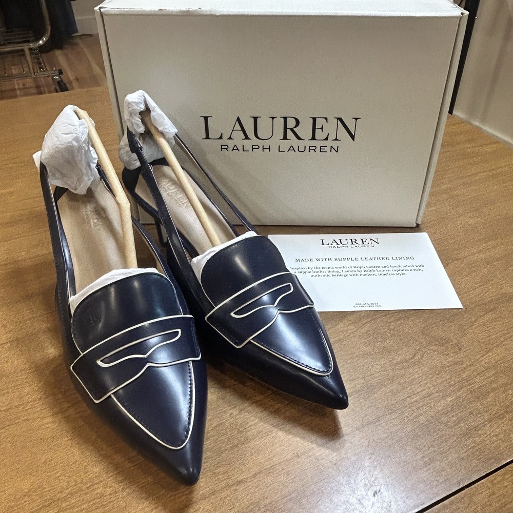 Lauren Ralph Lauren Shoes Womens Size 8 Blue Khloe Slingback Pointed Toe Heels